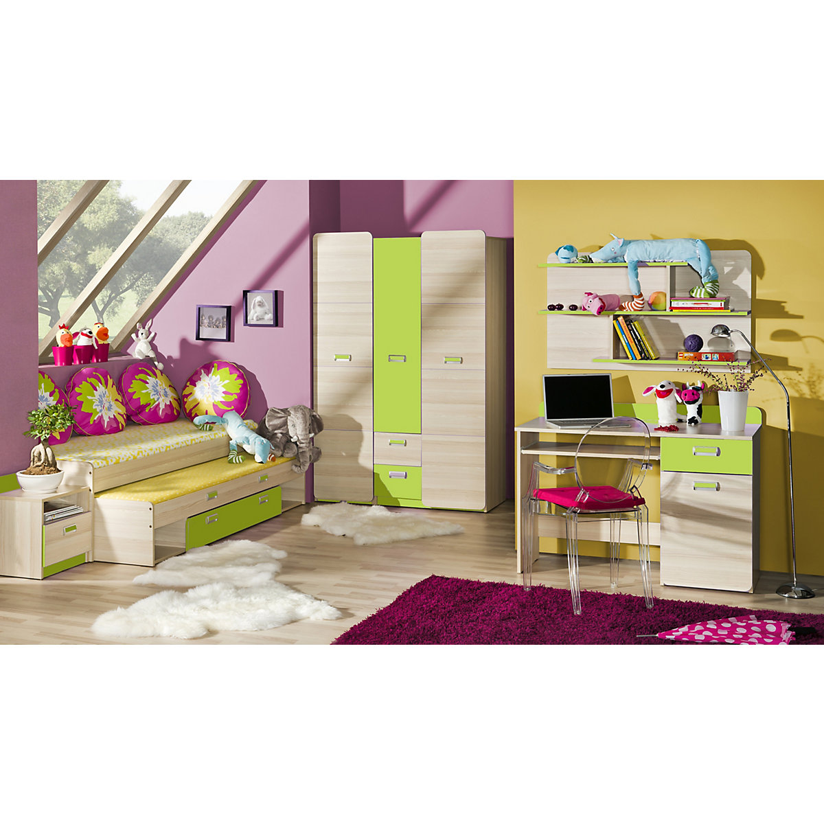 Jugendzimmer Set Lorento 6 teilig grün