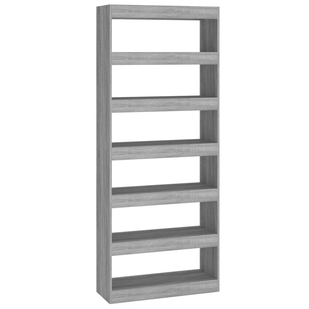 vidaXL Bücherregal Bücherregal/Raumteiler Grau Sonoma 80x30x198 cm Holzwerkstoff, 1-tlg.