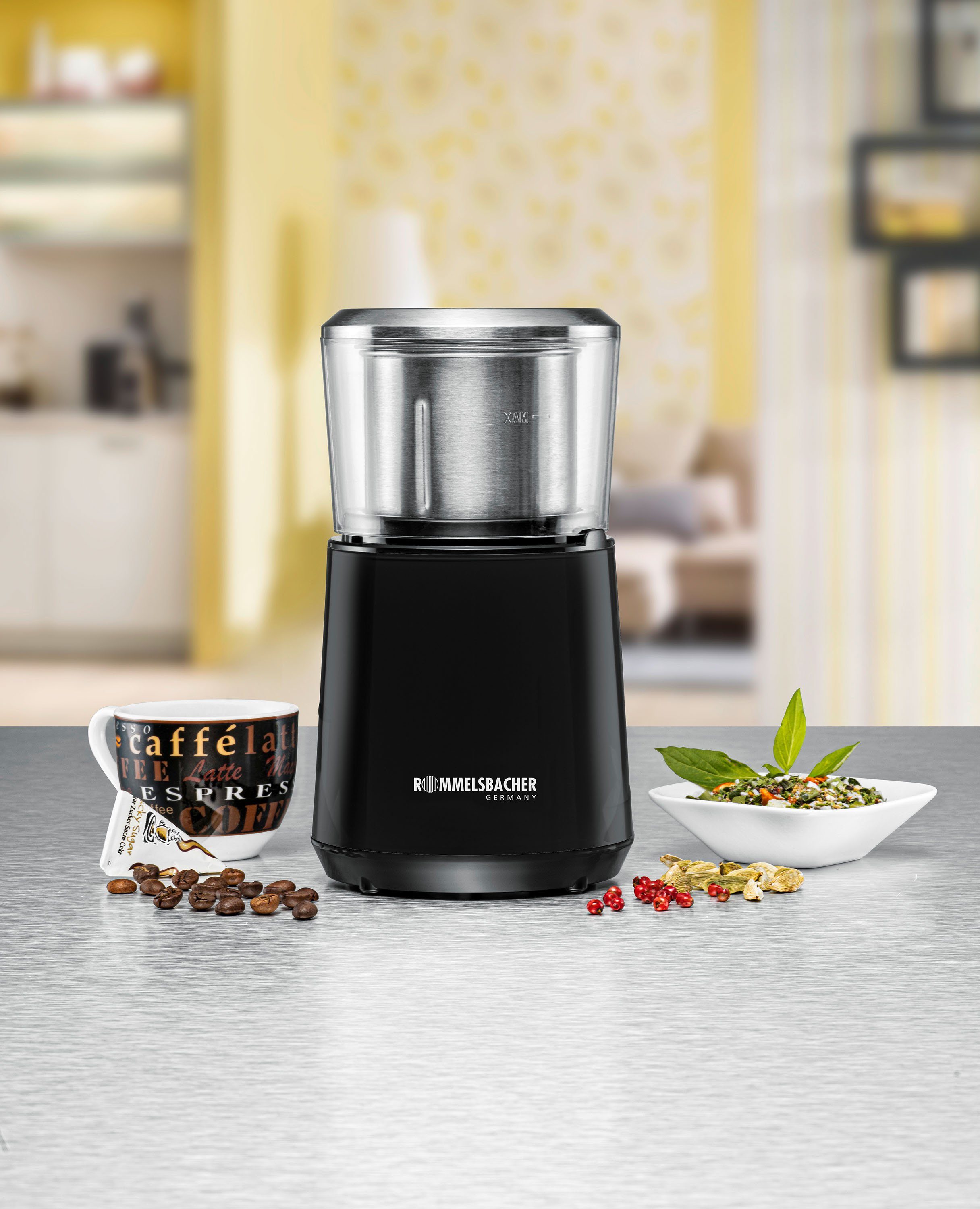 Rommelsbacher Kaffeemühle EKM 120, 200 W, Schlagmahlwerk, 50 g Bohnenbehälter