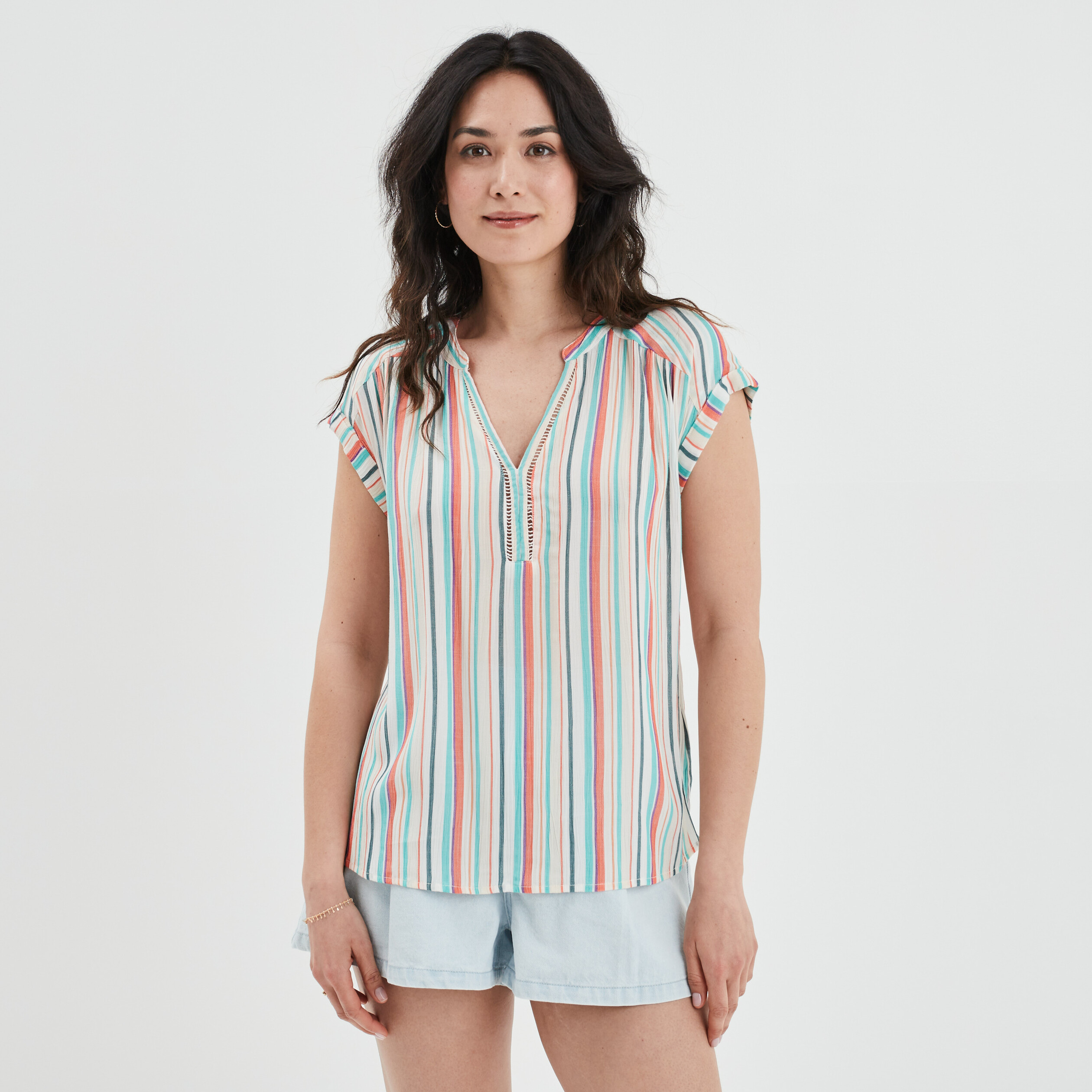 Blouse manches courtes ecru femme | La Halle