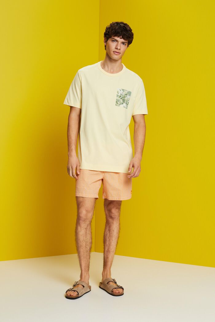 Jersey-T-Shirt mit Brust-Print, 100 % Baumwolle