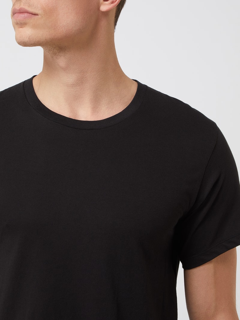 T-Shirt mit Stretch-Anteil im 3er-Pack in hellgrau meliert