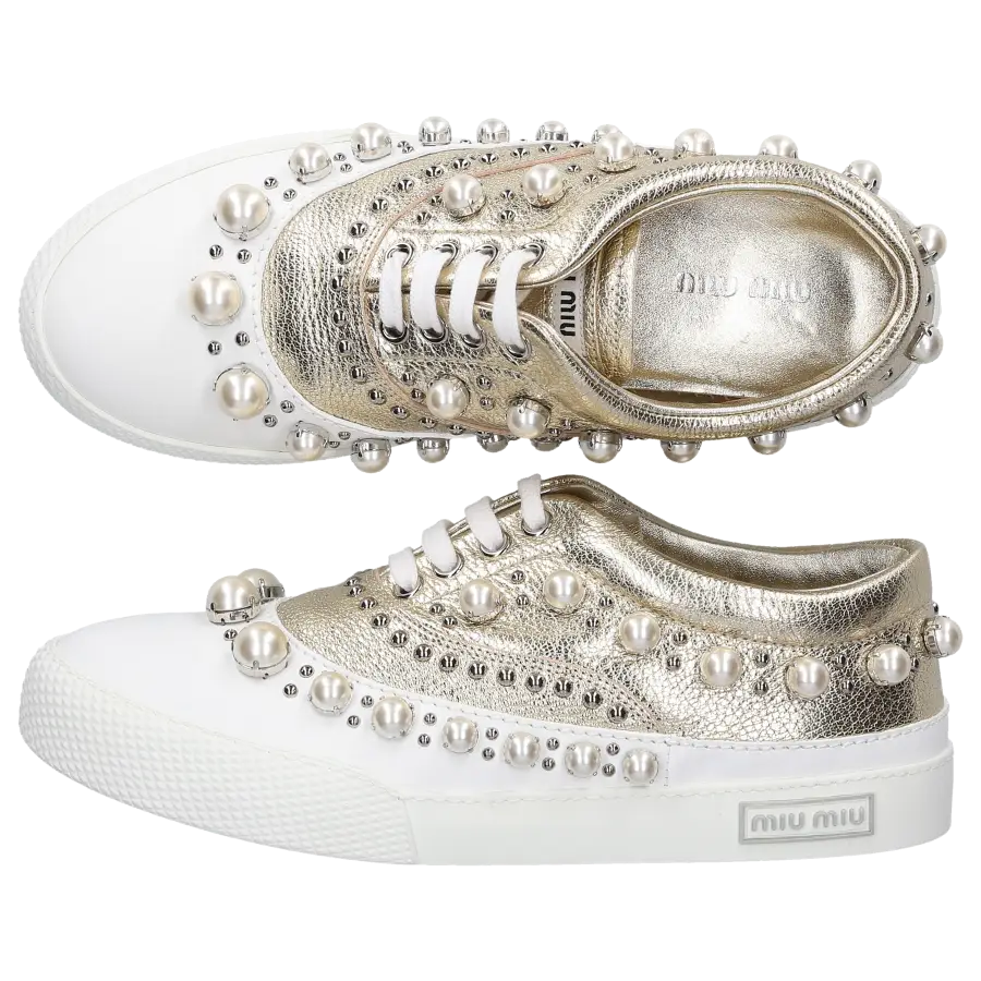 Miu Miu - Sneaker low Kalbsleder - gold