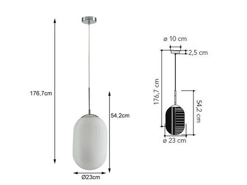meineWunschleuchte LED Pendelleuchte, Dimmfunktion, LED wechselbar, Warmweiß, Designer Glas Lampenschirm über Esstisch & Kochinsel hängend, Ø 23cm