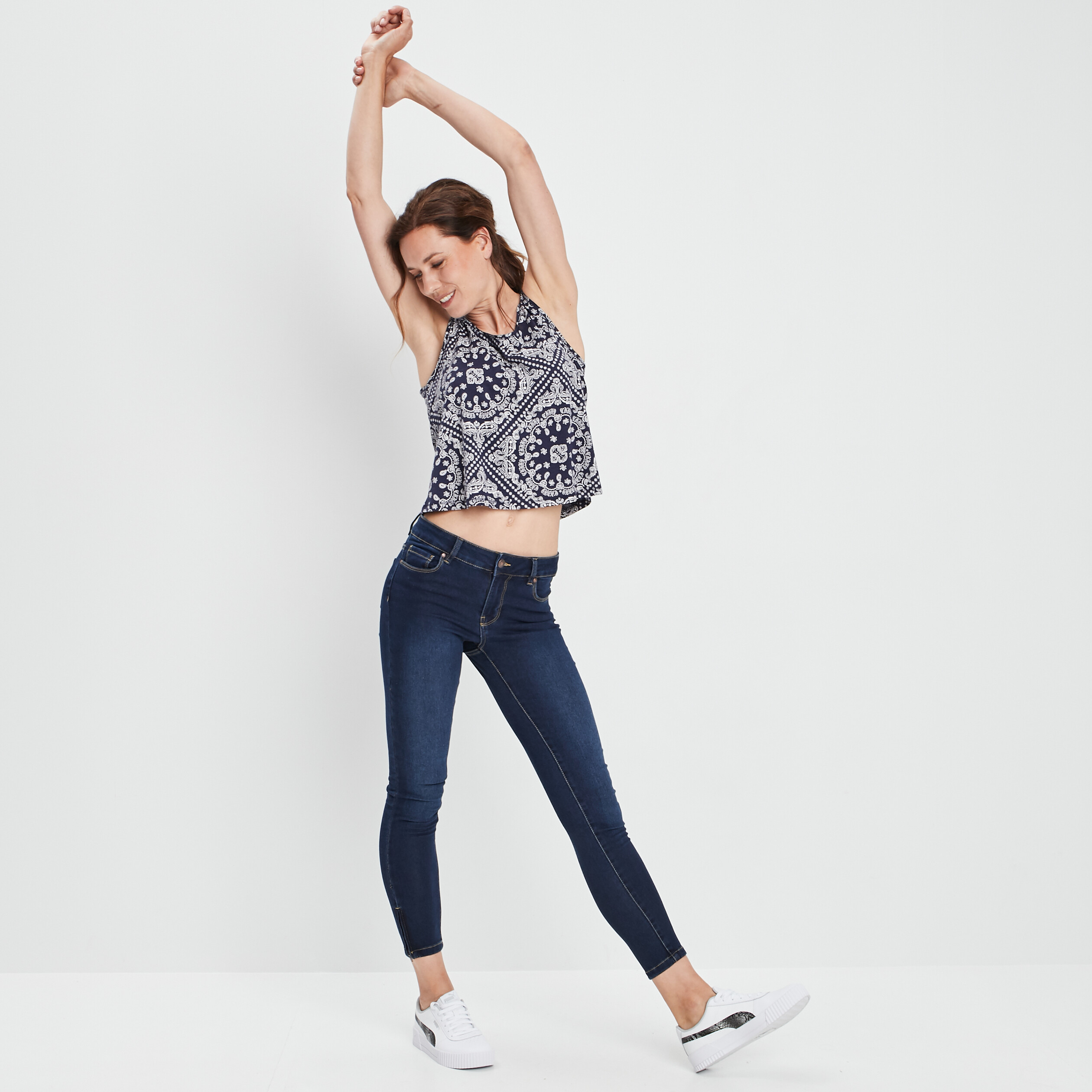 Débardeur cropped bleu marine femme | La Halle
