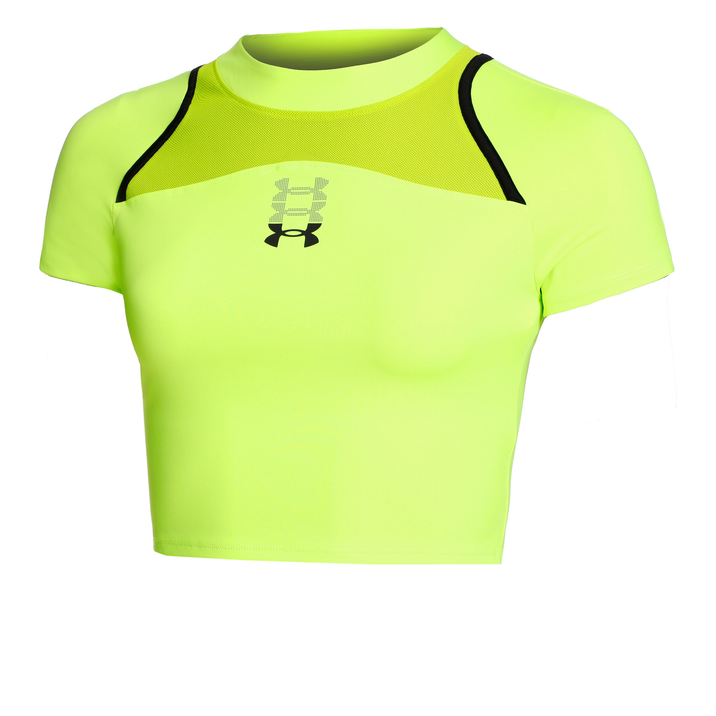Run Anywhere Crop Laufshirt Damen - Grün, Schwarz