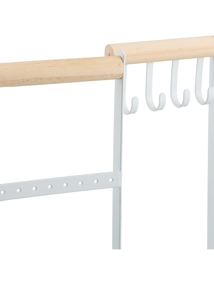 relaxdays Schmuckständer in Weiß/ Natur - (B)19,5 x (H)28,5 x (T)11 cm günstig kaufen onesize