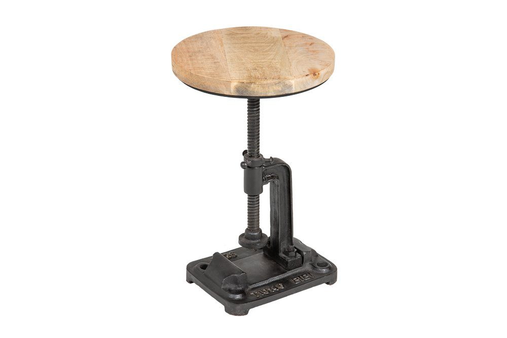 riess-ambiente Beistelltisch ENGINEER 30cm natur / schwarz (Einzelartikel, 1-St), Wohnzimmer · Massivholz · rund · höhenverstellbar · Industrial