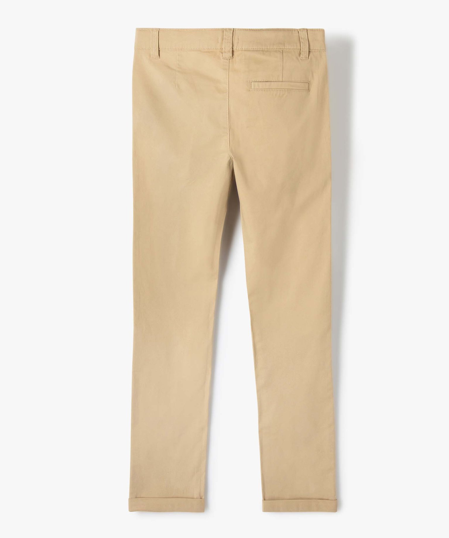 Pantalon Garçon chino uni à revers beige | GEMO