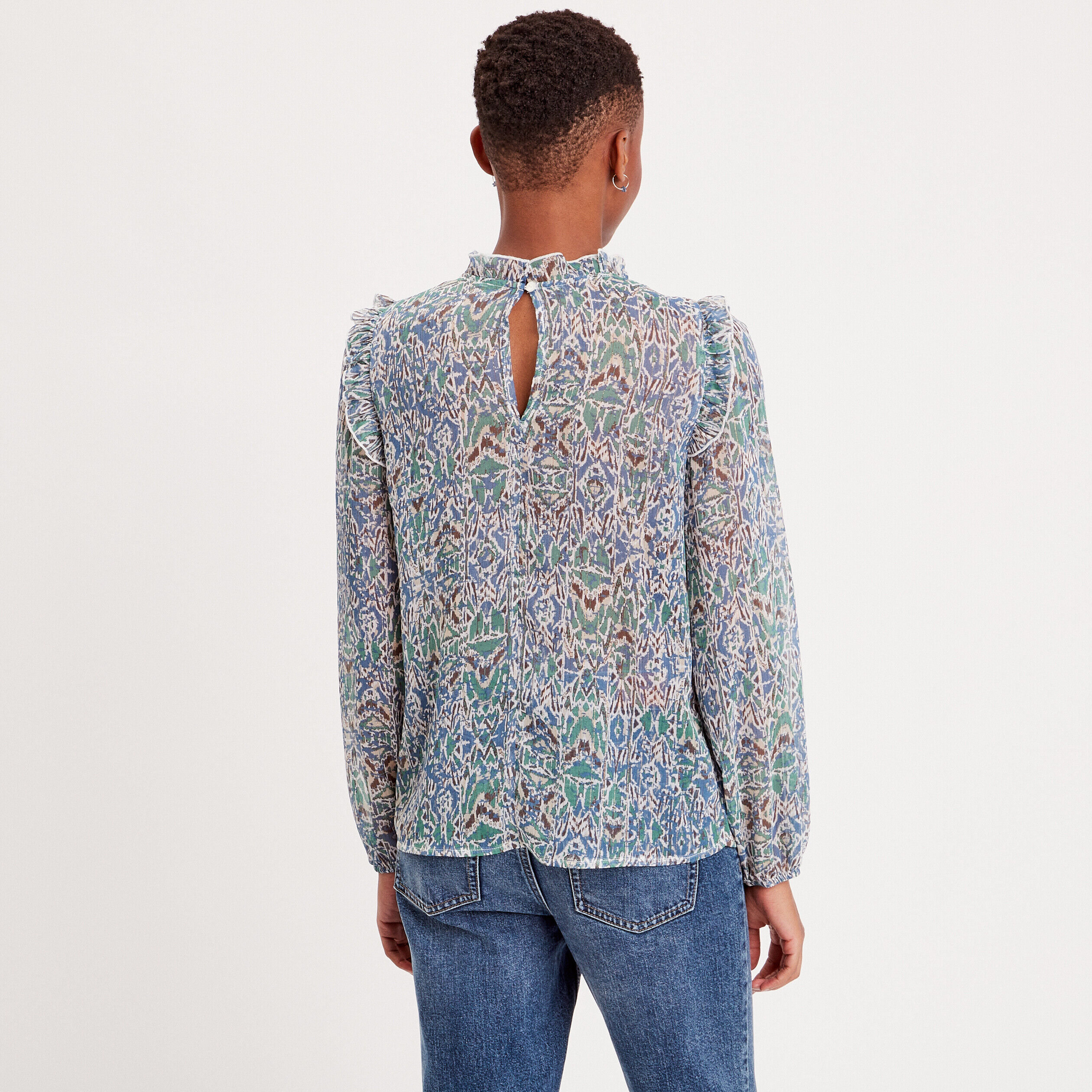 Blouse manches longues blanc femme | Cache Cache