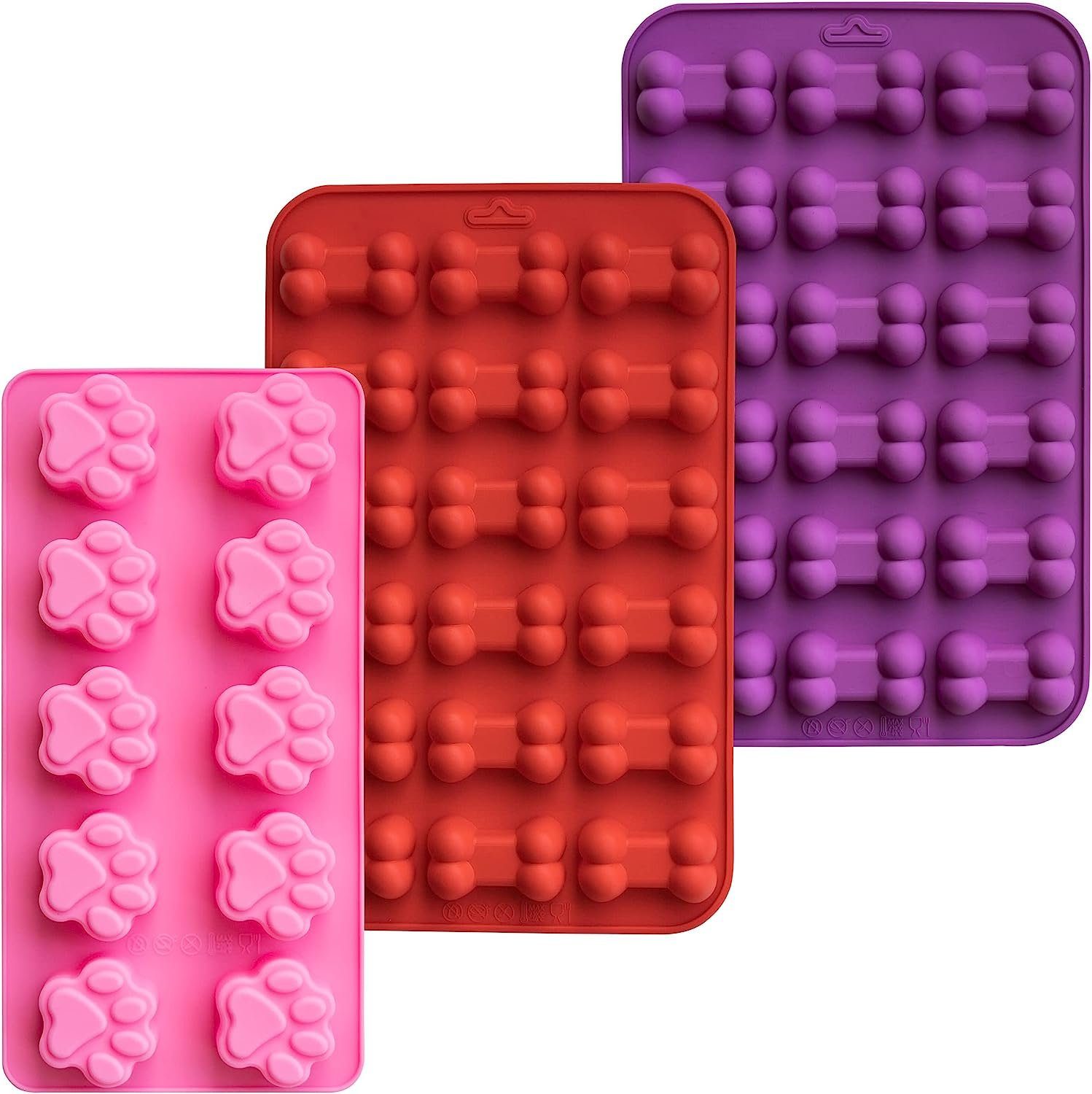 GreenHero Backmatte Backmatte 3er Set für Hundekekse, Silikon Backform, (3er Set, 3-tlg., hitzebeständig, spülmaschinengeeignet & BPA-frei), Backform für selbstgemachte Hundekekse & Leckerlis