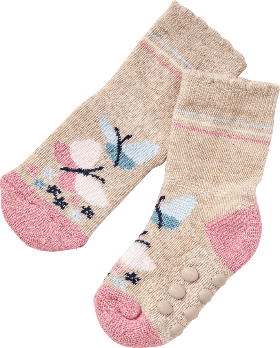 ABS Socken mit Schmetterling-Motiv, beige, Gr. 23/26, 1 St