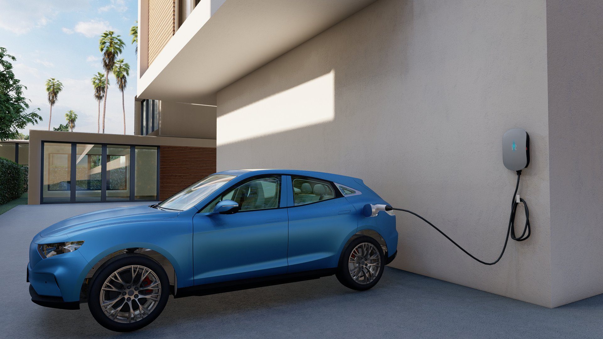 Spark stationär Elektroauto-Ladestation Revolution Wallbox mit 5m Kabel-mehrere Verwaltungsmodi-RFID-WIFI, 3-phasig, Komplett Set, mit Typ2 Ladekabel von 5m