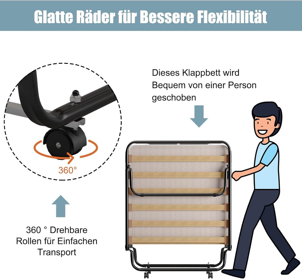 Costway 80x190cm Gästebett mit Matratze aus Rückstellschaum
