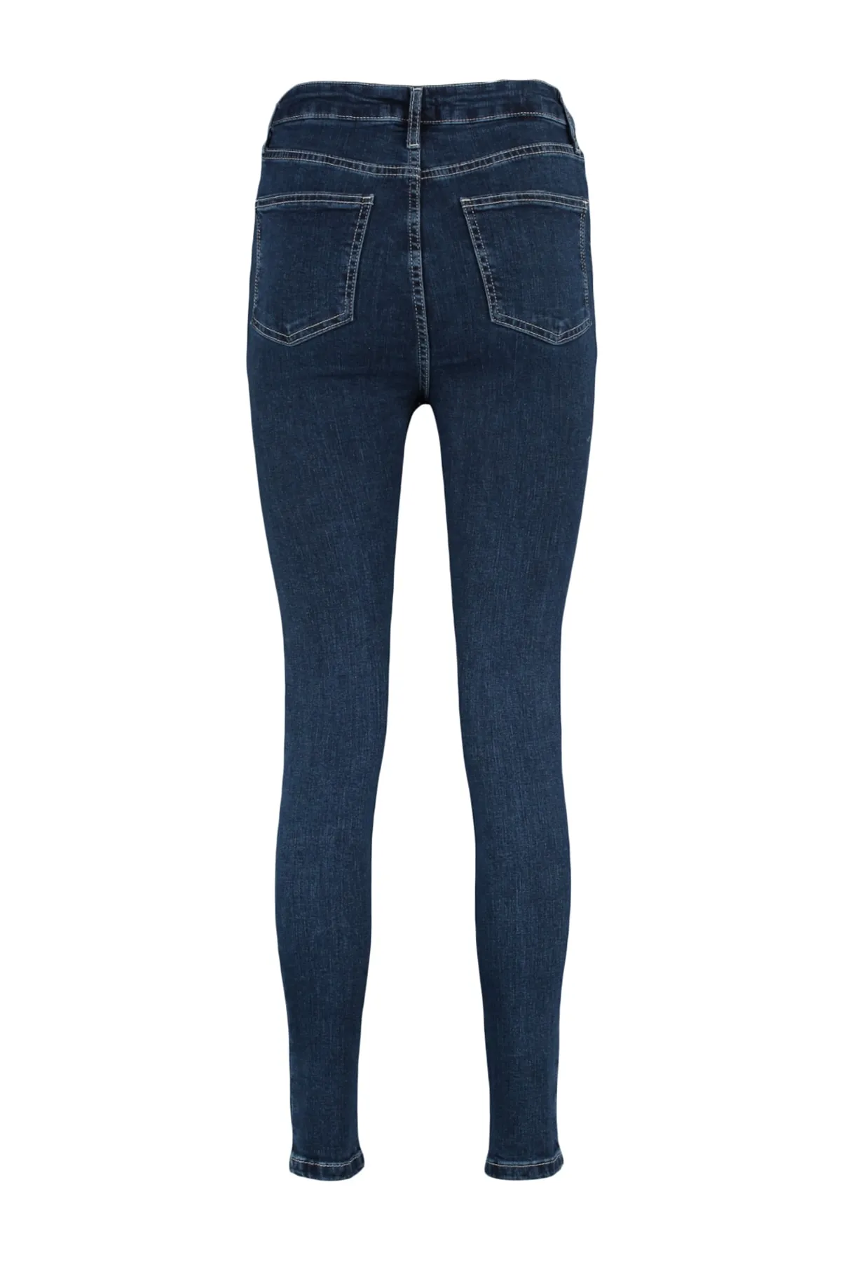 Trendyol Collection  Dunkelblaue Skinny Jeans mit Kontrastnähten und hoher Taille TWOAW23JE00443