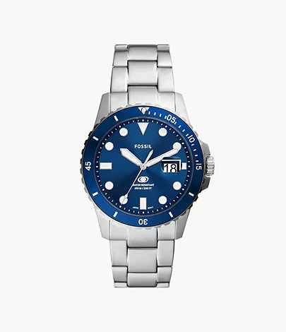 Fossil Uhr Fossil Blue Dive 3-Zeiger-Werk Datum Edelstahl