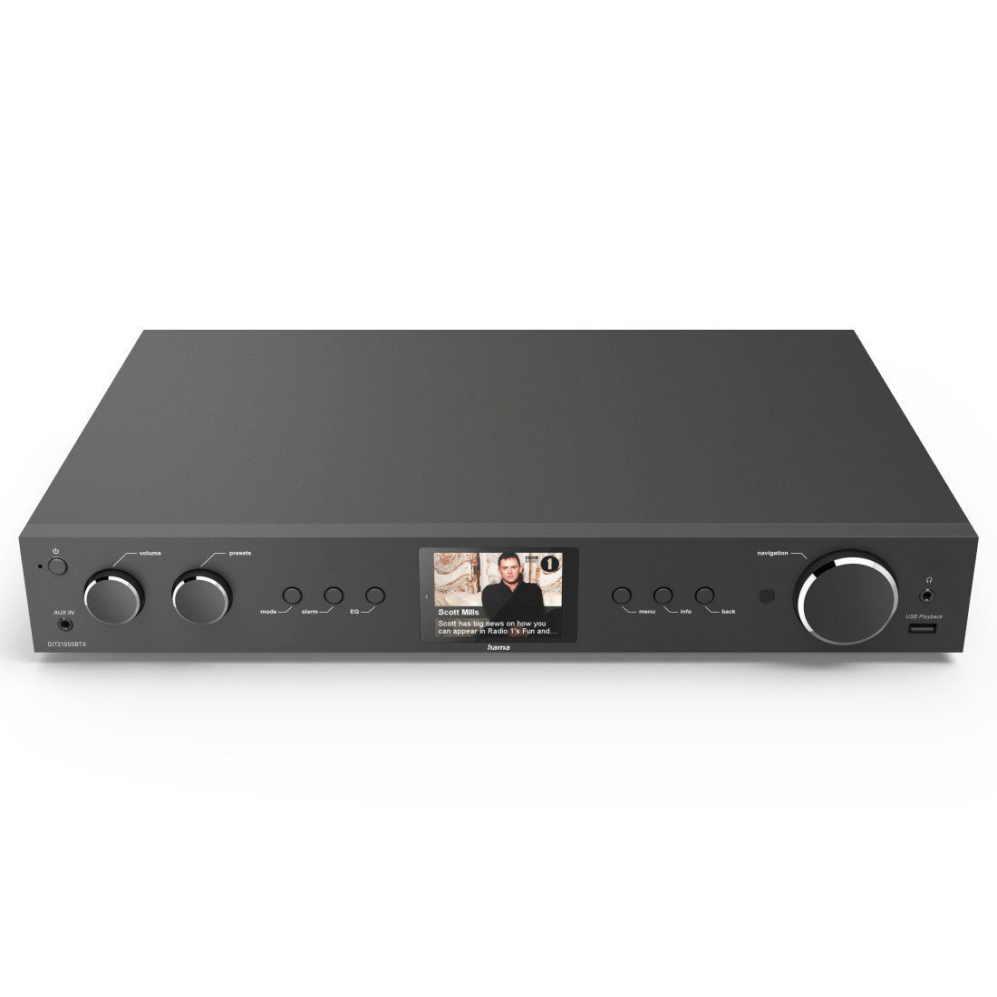 Hama HiFi Tuner FM,DAB DAB+,Internetradio, Bluetooth Receiver & Transmitter Tuner (Bluetooth, WLAN, mit Timer, Weckfunktion, Farbdisplay, Spotify und Amazon Music hören)