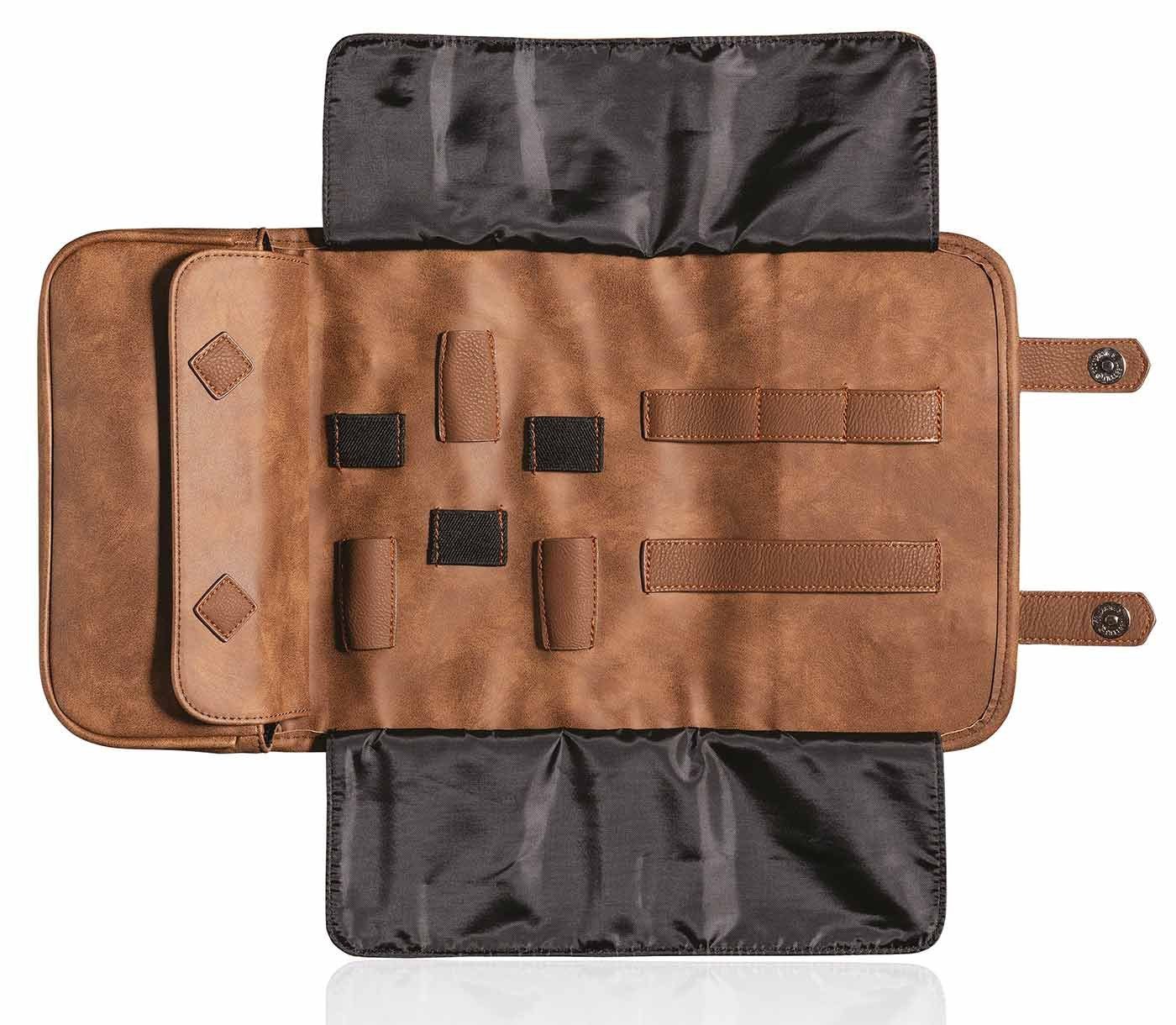 Kosmetex Kosmetikkoffer Barber Bag, braune Scherentasche Friseur, Faltbare Friseur Tasche