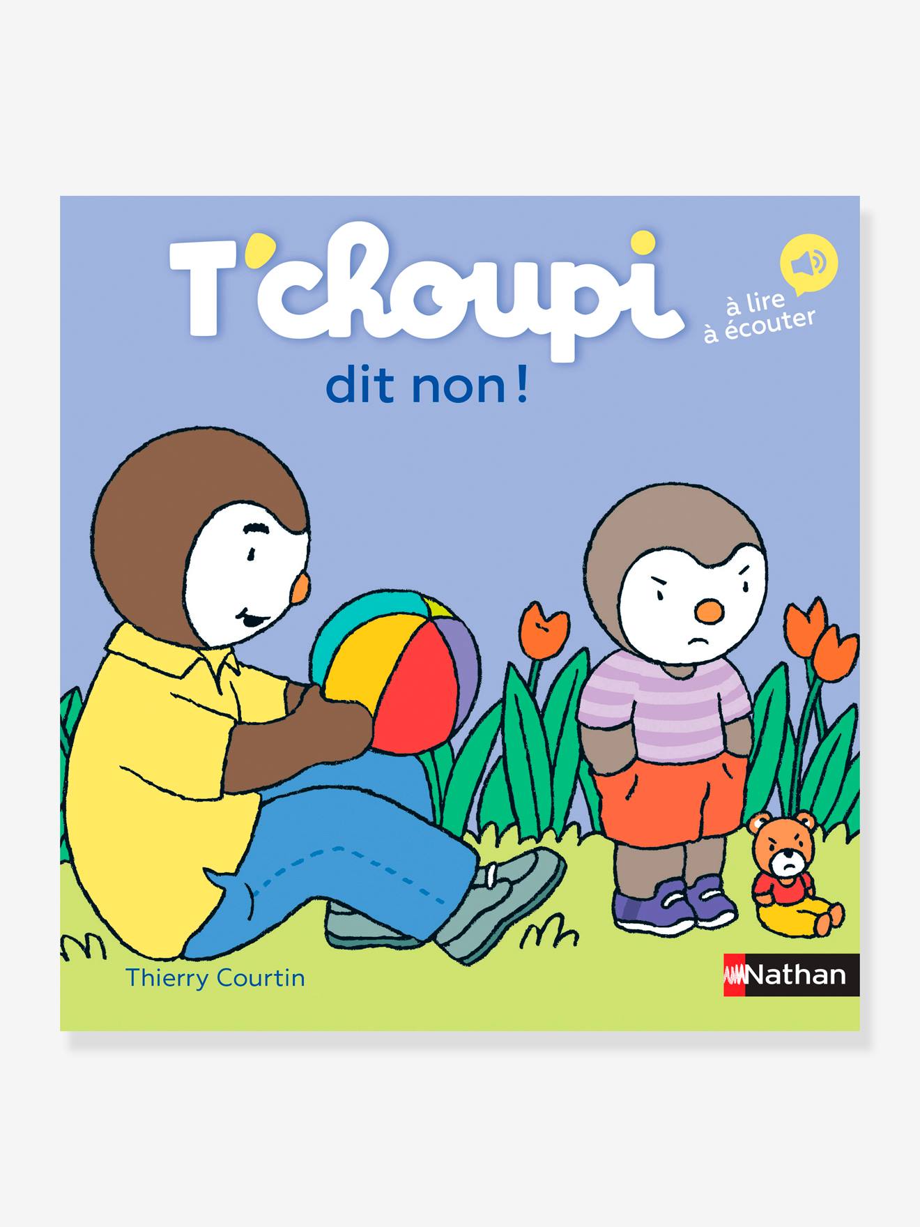 Livre T'choupi dit non NATHAN blanc clair uni avec decor