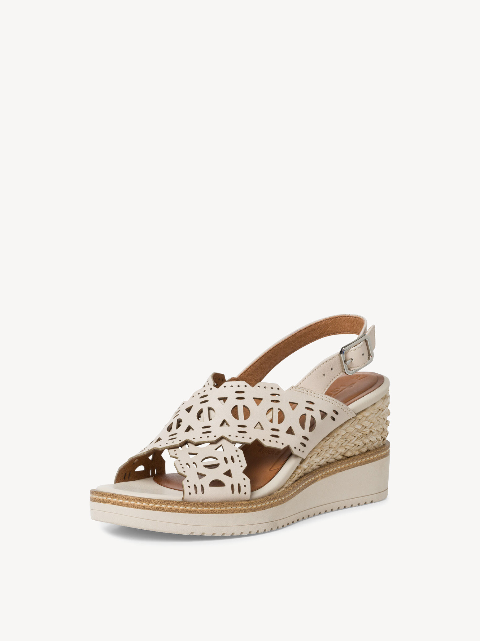 Sandale à talon en cuir - beige