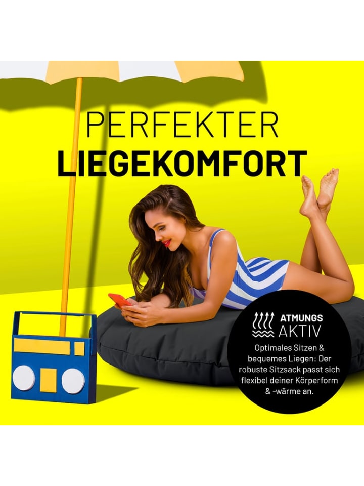 Lumaland Indoor/Outdoor-Sitzsack 2in1 Sitzsack 300l  120x80x75cm - schwarz günstig kaufen onesize