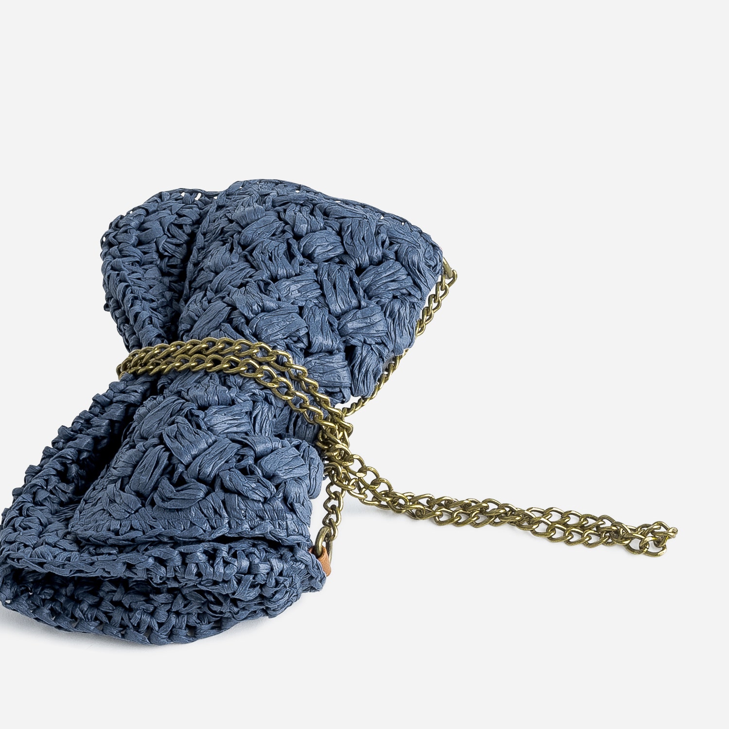Sac pochette marine papier tressé