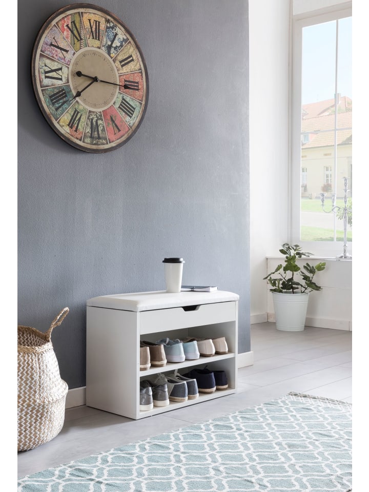 KADIMA DESIGN Schuhbank mit Sitzfläche Garderoben-Bank Holz 60 x 40 x 30 cm, in Weiß günstig kaufen onesize