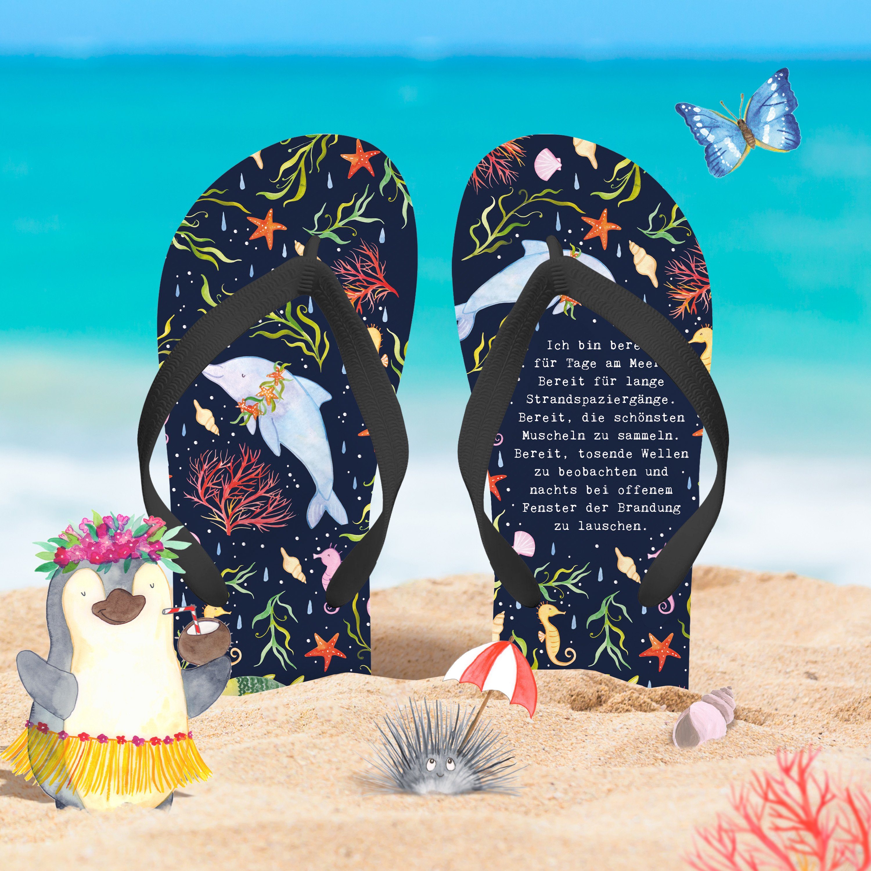 Mr. & Mrs. Panda Unter dem Meer - Weiß - Geschenk, Badeschuhe, Badeschlappen, Sommersc Badeschuh (1-tlg)