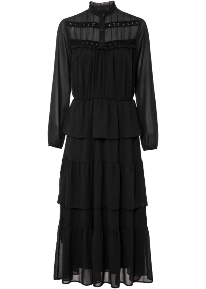 Langes Chiffonkleid mit Volants