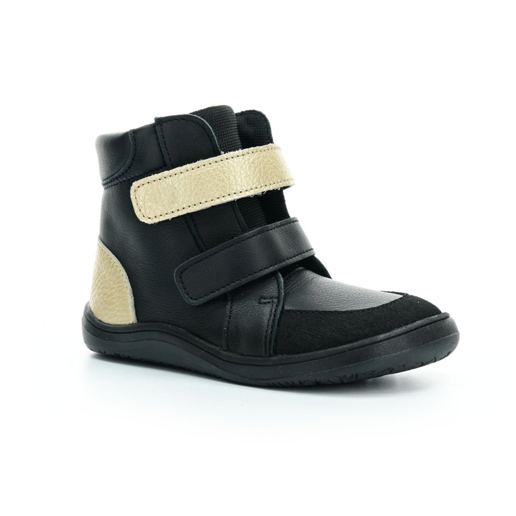Baby Bare Febo Winter Black/Gold (mit Membran/Asfaltico) Winter-Barfußstiefeletten