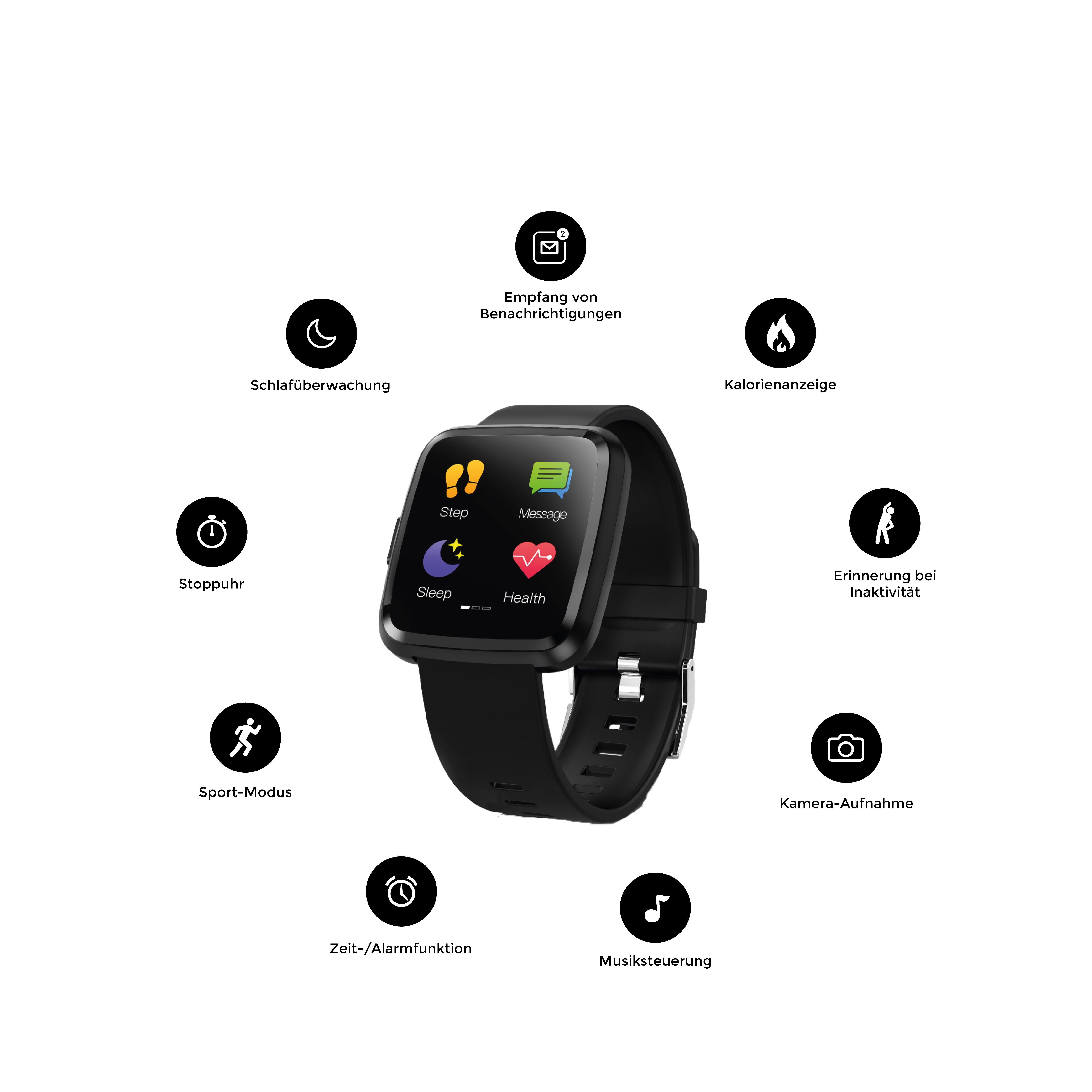 novasmart Fitness-Tracker runR III Smartwatch FitnessTracker HD-Bildschirm Sportuhr Android, iOS, Metall- oder Sportarmband erhältlich
