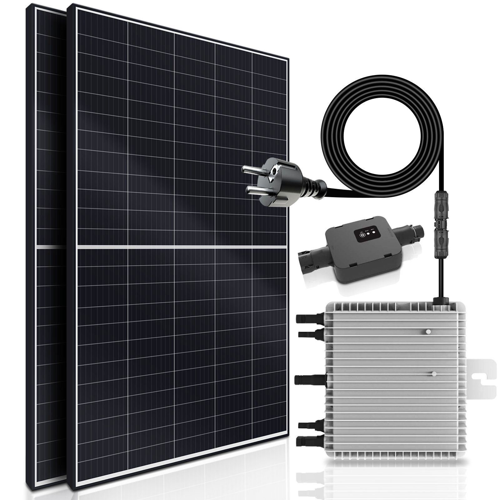 SUNNIVA Solaranlage Balkonkraftwerk 1100W, 800,00 W, Monokristallin, (DEYE Wechselrichter (drosselbar auf 600W oder 800W), Solaranlage Komplettset mit 5m Anschlusskabel für Schuko Steckdose, Balkon Mini-PV Anlage mit WIFI APP und Stromerzeugung Messu