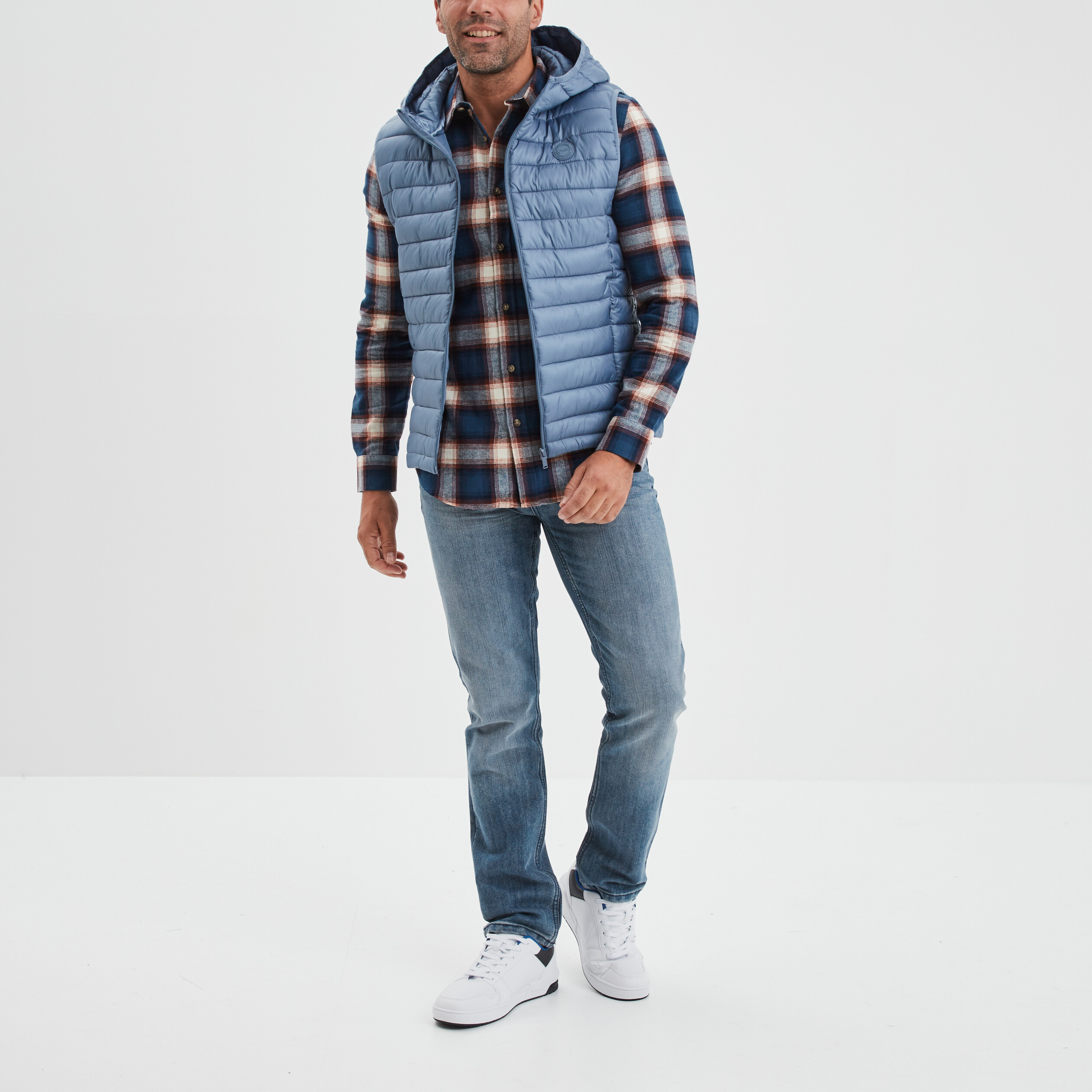 Chemise manches longues droite bleu marine homme | La Halle