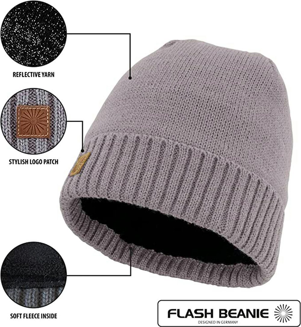 RUBBERNECK Beanie Flash Beanie aus reflektierender Wolle mit weichem Innenfleece One Size, Damen und Herren