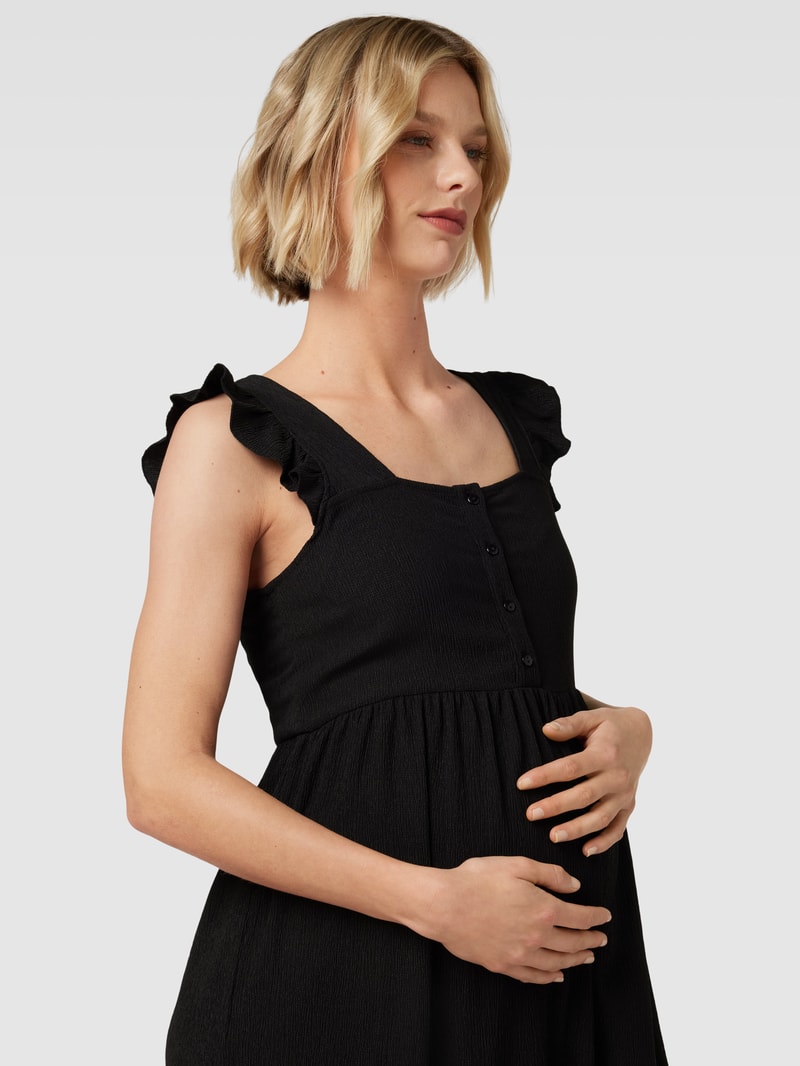 Umstands-Kleid mit kurzer Knopfleiste in schwarz