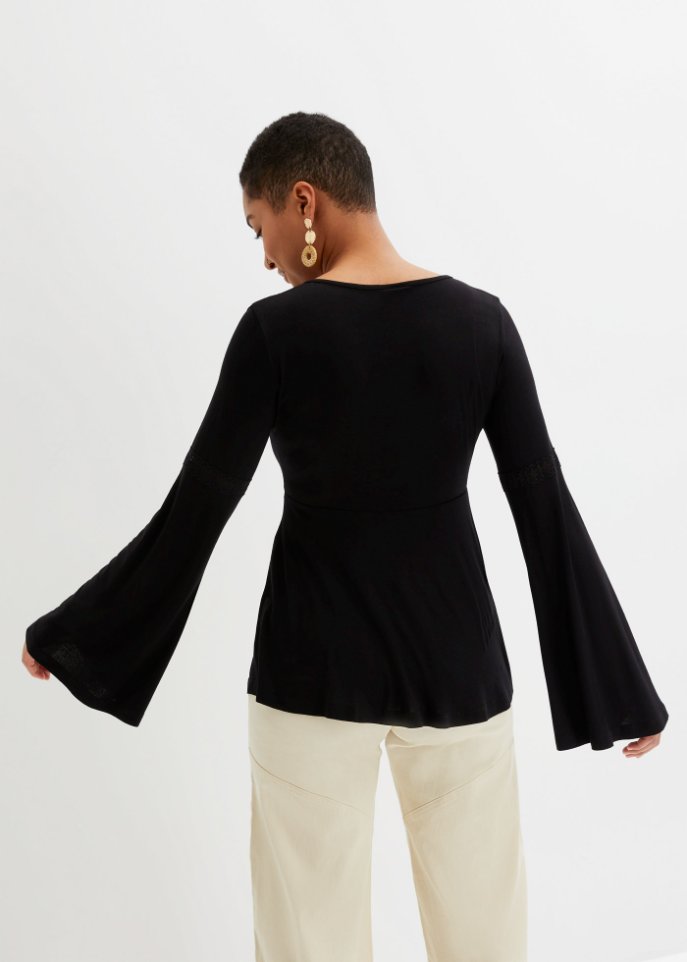 Langarmshirt mit tiefem Ausschnitt