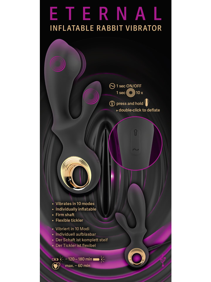 You2Toys Rabbitvibrator Inflatable Rabbit Vibrator in schwarz günstig kaufen 18 cm