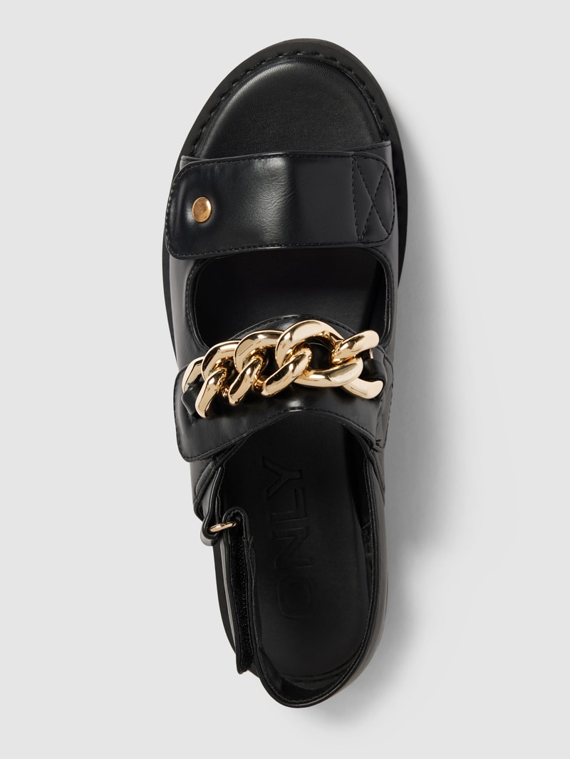 Sandalen mit Gliederkettenapplikation Modell 'MALU' in schwarz