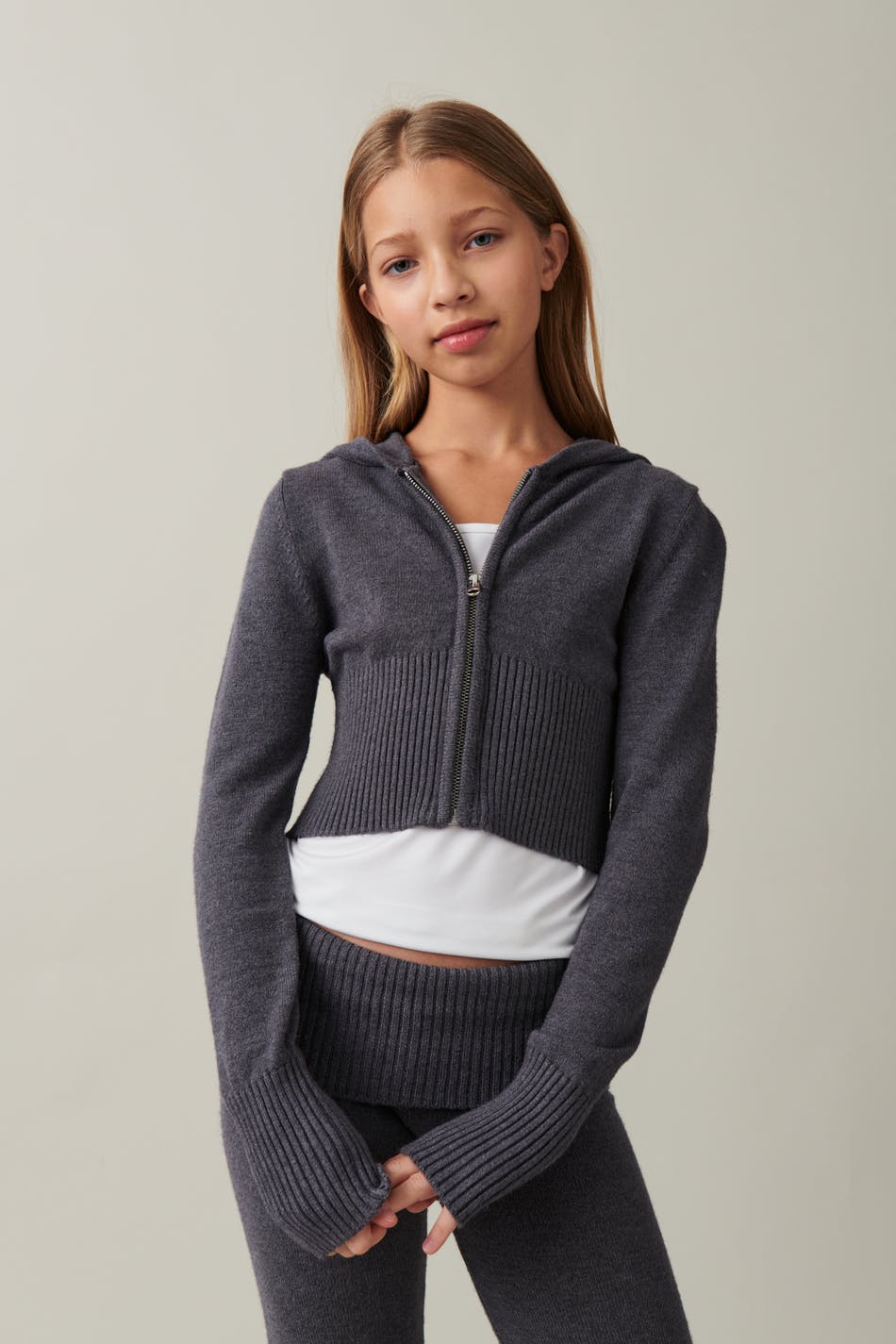 Knitted yoga hood