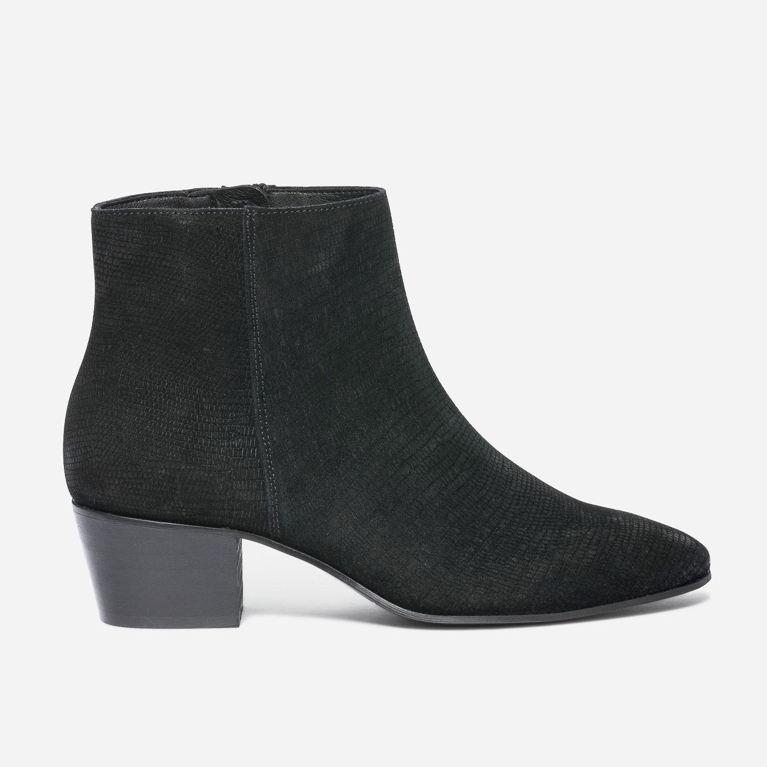 Boots TEXTO noir éco-conçu cuir velours embossé