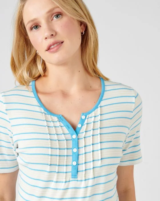 Tee-shirt col tunisien pur coton