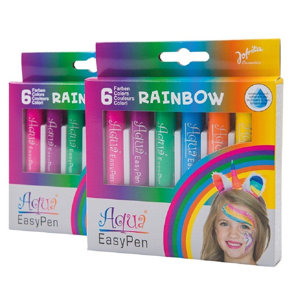 jofrika Schmink-Set Jofrika 708797 Aqua Easy Pen Box Rainbow - 6 Schminkstifte, Aqua Easy Pen Schminkstifte sind auf Wasserbasis hergestellt, somit nicht fettend, hautfreundlich und nach dem Trocknen wischfest. Die Schminke ist leicht und unkomplizie