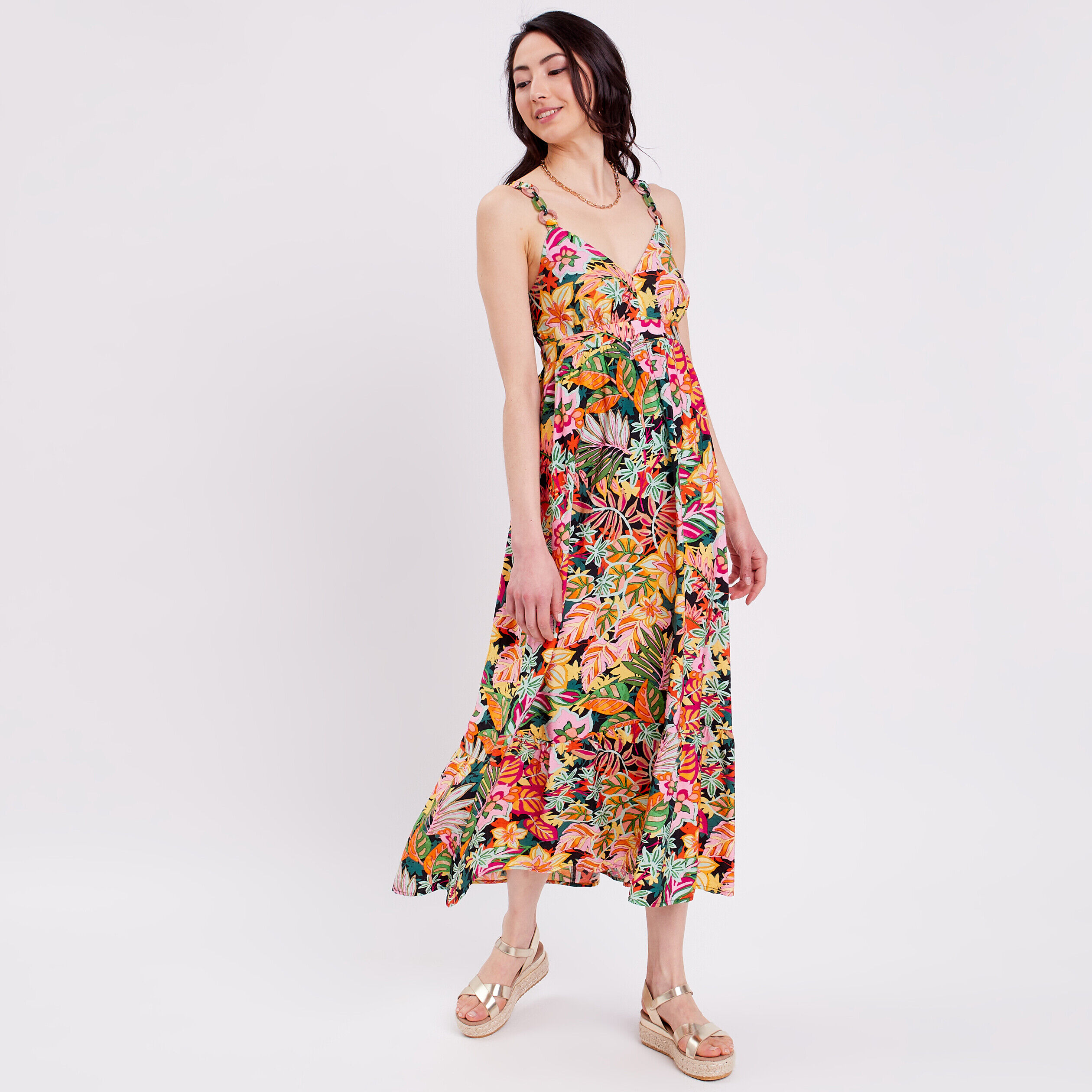 Robe longue à bretelles blanc femme | Cache Cache