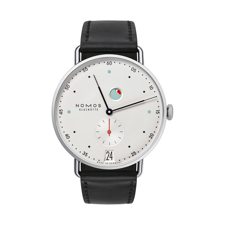 Nomos Glashütte Herrenuhr Metro Datum Gangreserve