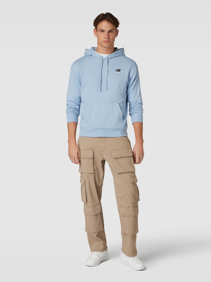 Hoodie mit Logo-Stitching in rauchblau