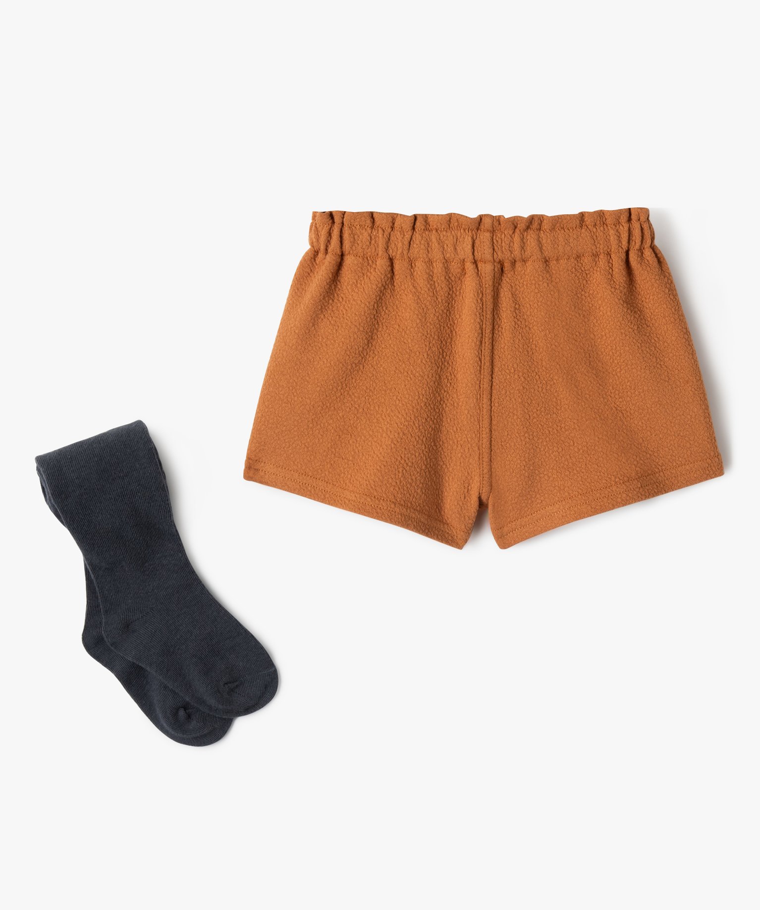 Ensemble bébé fille 2 pièces : short et collants chauds camel | GEMO