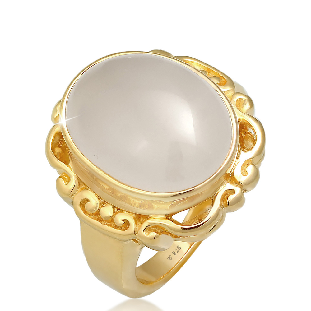 Elli PREMIUM Elli PREMIUM Bague Femmes Vintage Chunky Trend Blogger avec pierre de lune en arg Bague