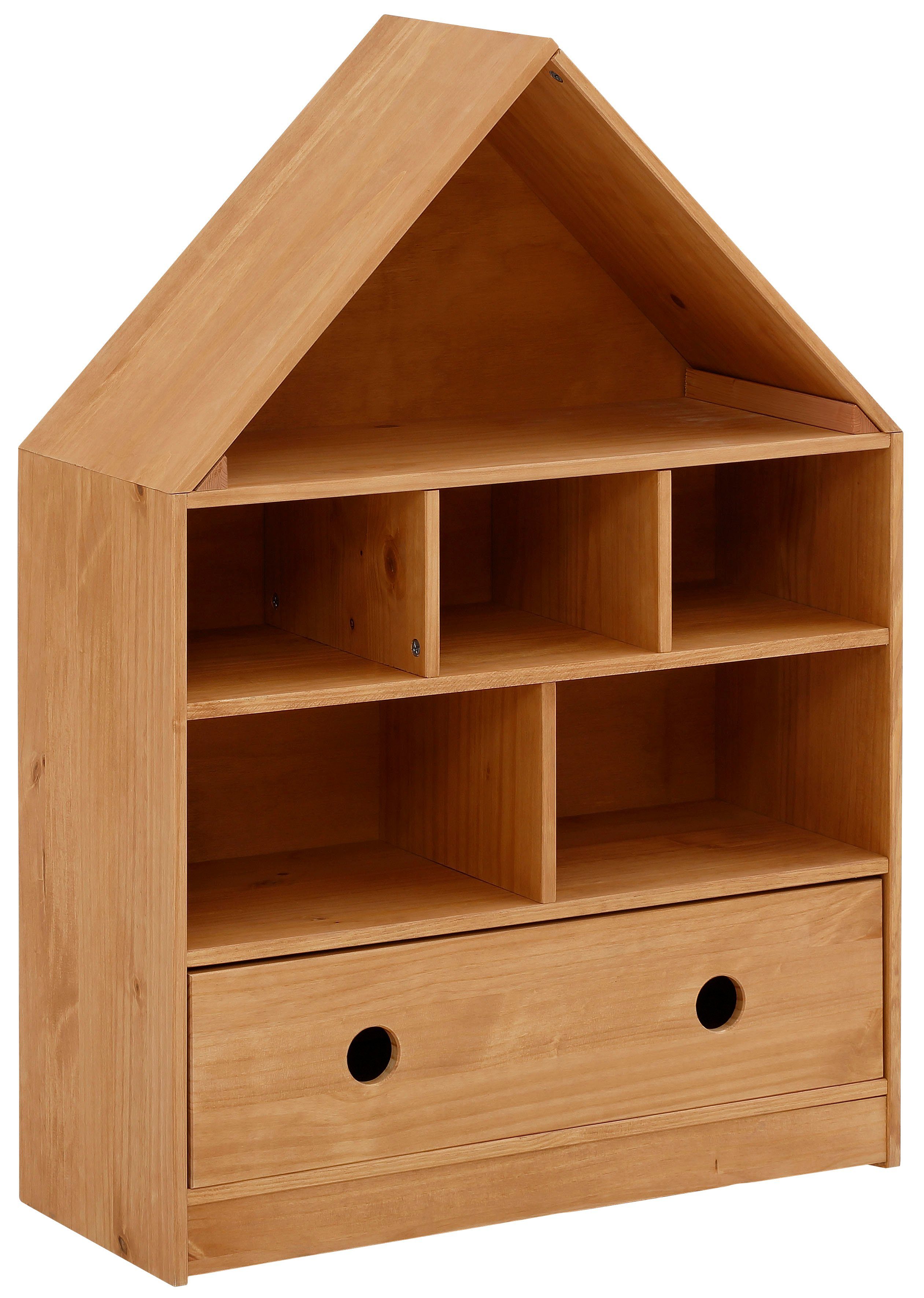 Lüttenhütt Kinderregal Alpi, 1-tlg., Stauraumregal aus Kiefernholz, verschiedene Farbvarianten, Breite 75cm