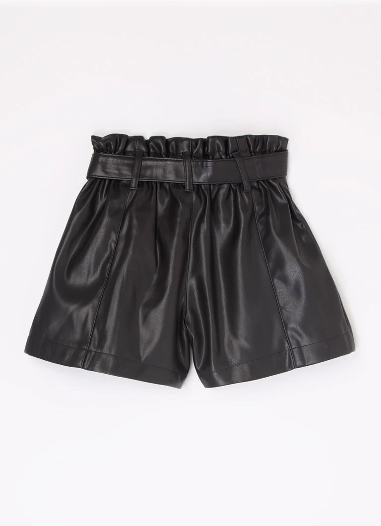 Pantaloni scurți cu croi larg din piele ecologică Benetton
