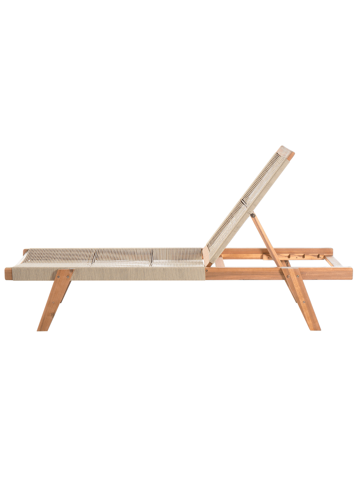 Beliani Gartenliege PROSSEDI in Beige/Heller Holzfarbton - (W) 64 x (H) 35 x (L) 190 cm günstig kaufen onesize
